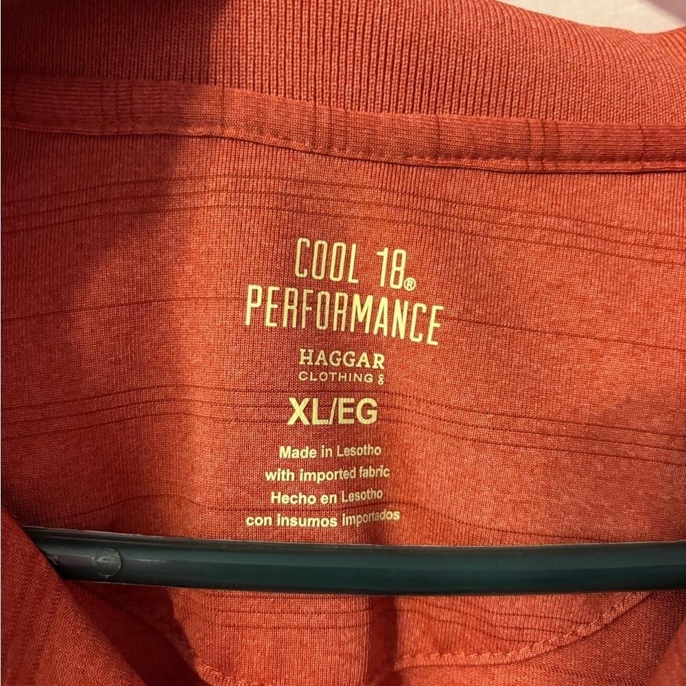 Haggar Orange Polo Shirt Classic Knit Short Sleeve - Picture 2 of 9